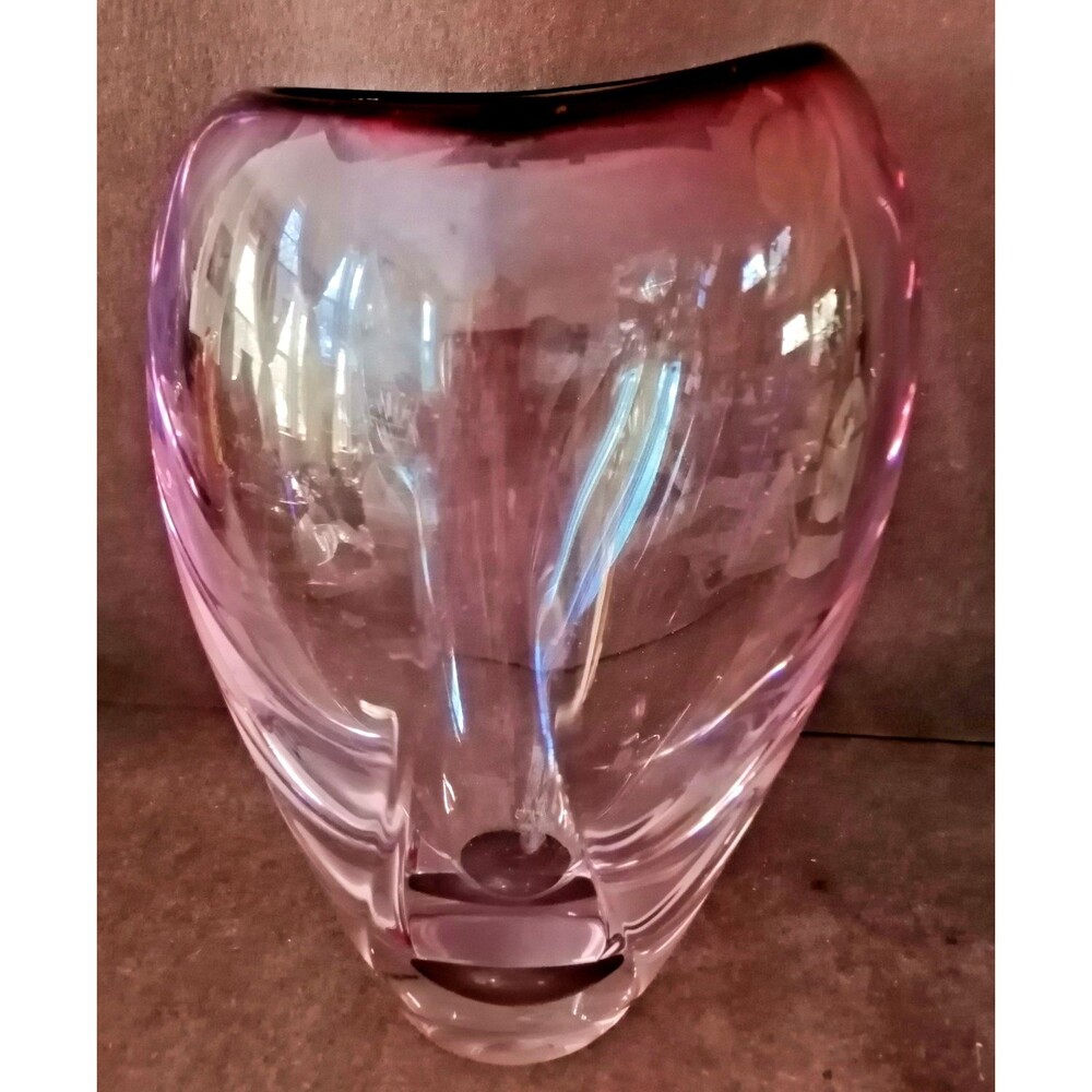 Don Gonzalez Hand Blow Amethyl Purple Modern Glass Vase Signed